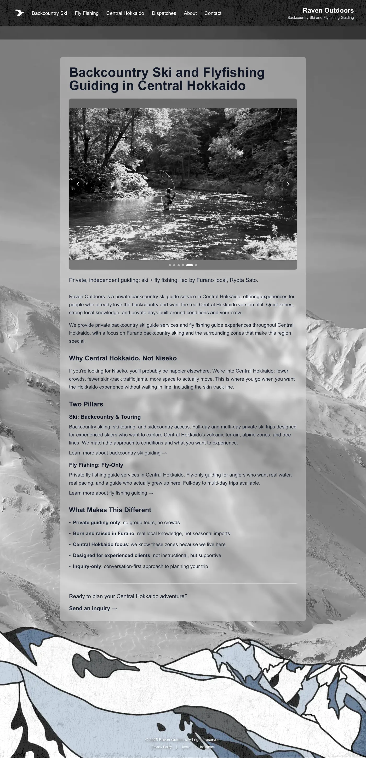 Raven Outdoors, Homepage