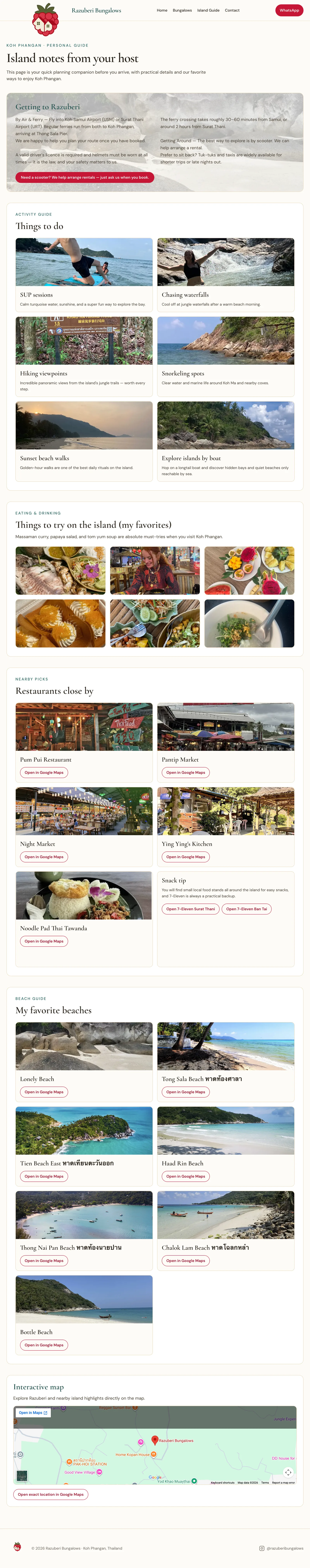 Razuberi website, island guide