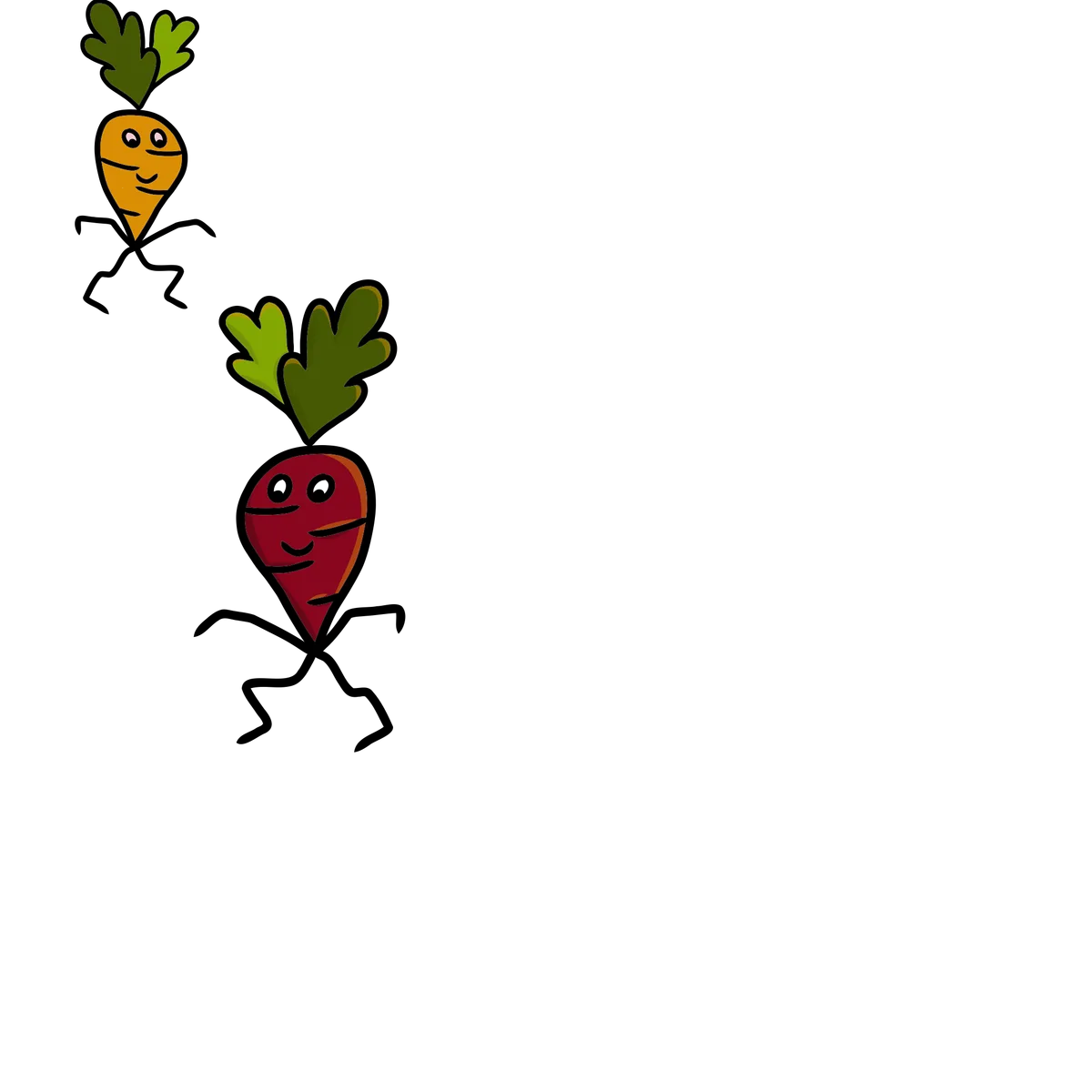 Beet and carrot drawings